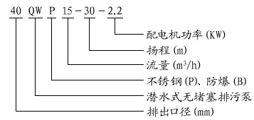 QWP型不銹鋼防爆潛水排污泵型號意義 QWP型不銹鋼防爆潛水排污泵型號意義